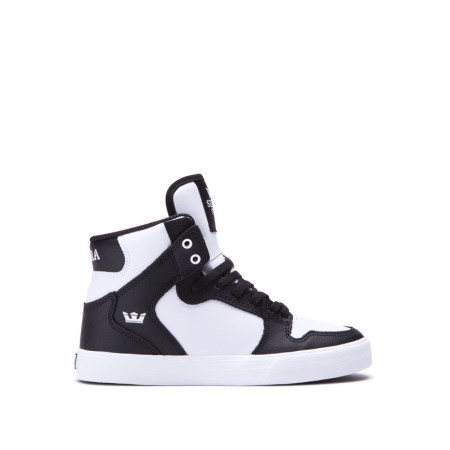 Supra Vaider Kids High Tops Shoes Black/White UK 43HZB